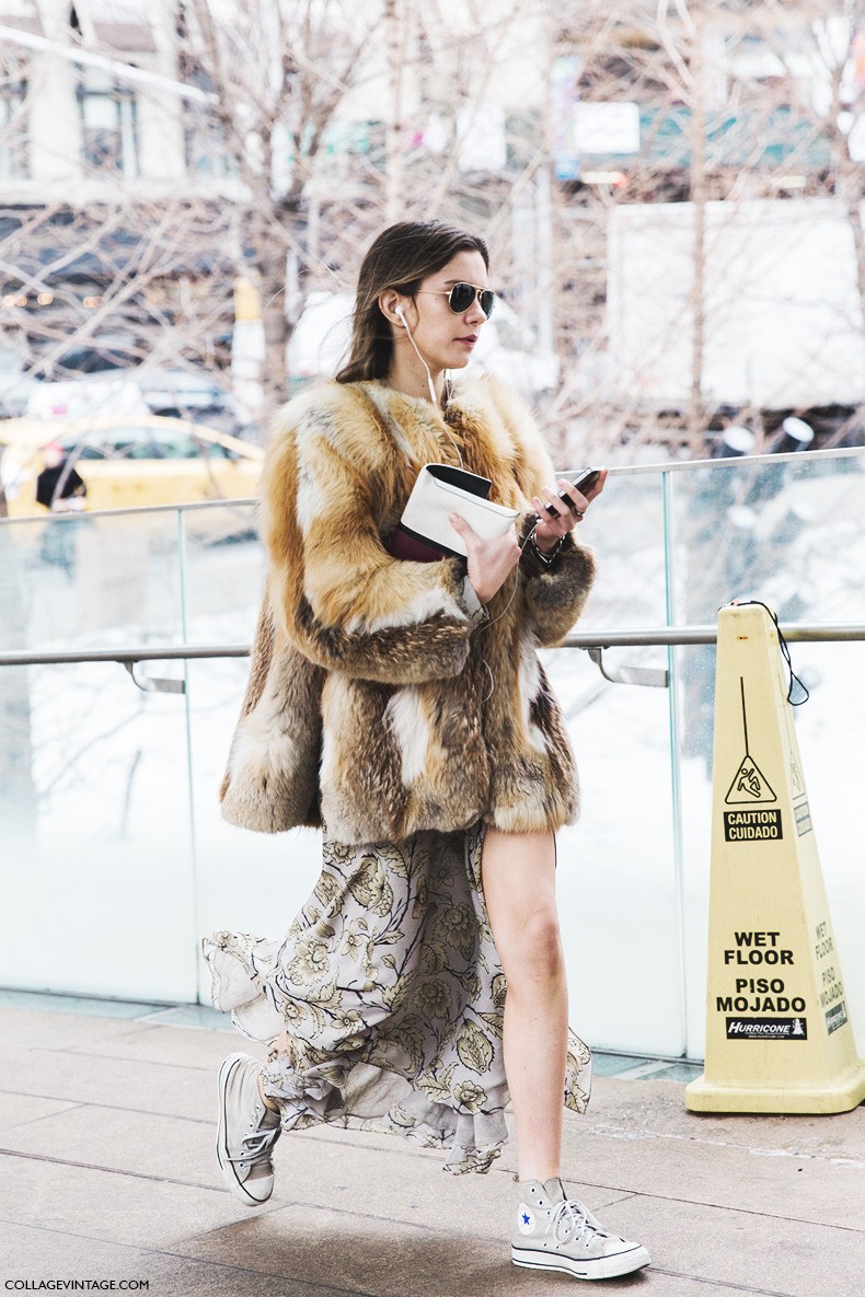 New_York_Fashion_Week-Fall_Winter_2015-Street_Style-NYFW-Fur_Coat-Long_Skirt-COnverse-2