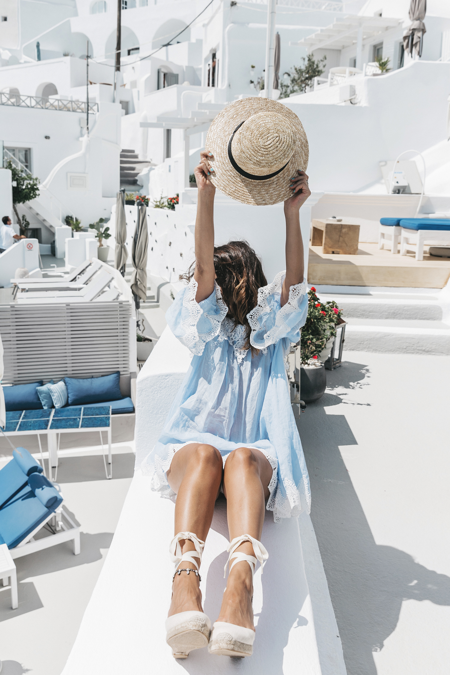 Blue_Dress-Soludos_Escapes-Soludos_Espadrilles-Canotier-Hat-Lack_Of_Color-Summer-Santorini-Collage_Vintage-61