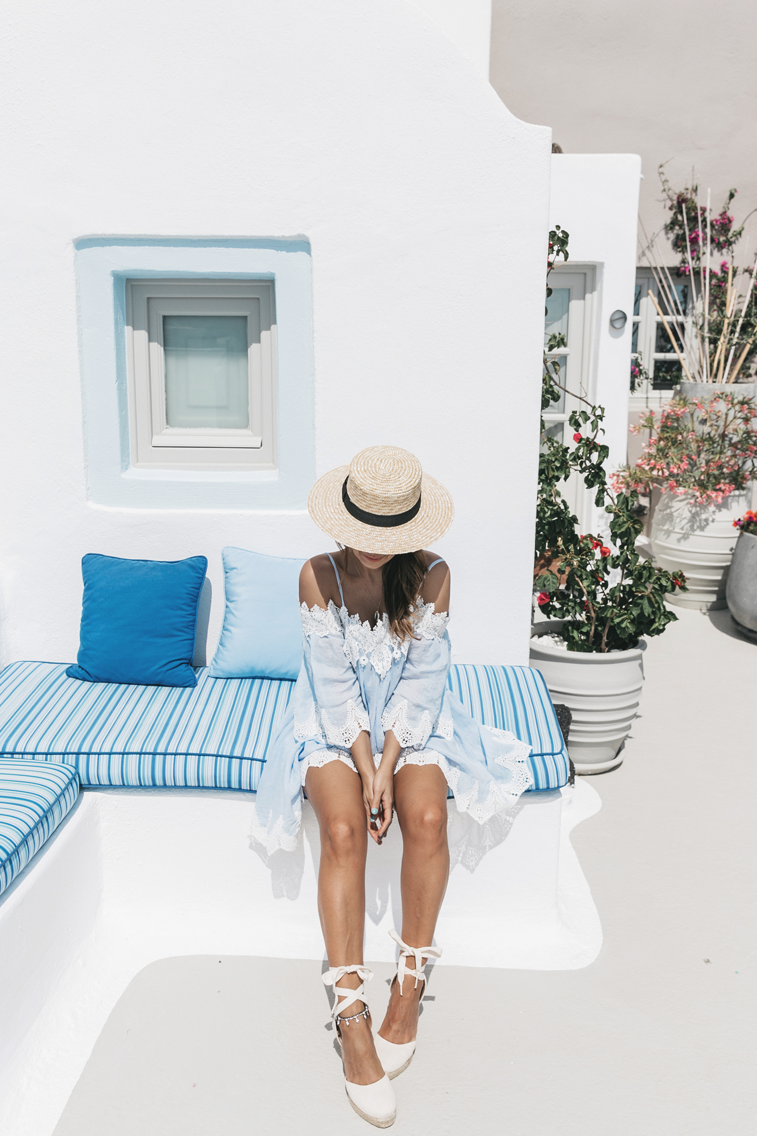 Blue_Dress-Soludos_Escapes-Soludos_Espadrilles-Canotier-Hat-Lack_Of_Color-Summer-Santorini-Collage_Vintage-83