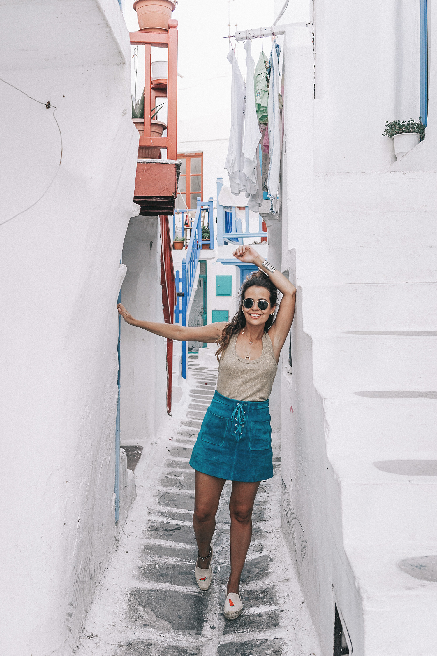 Gold_Top-Metallic_Trend-Suede_Skirt-Turquoise_Skirt-Soludos_Espadrilles-Soludos_Escapes-Mykonos-Greece-Collage_Vintage-Street_Style-105