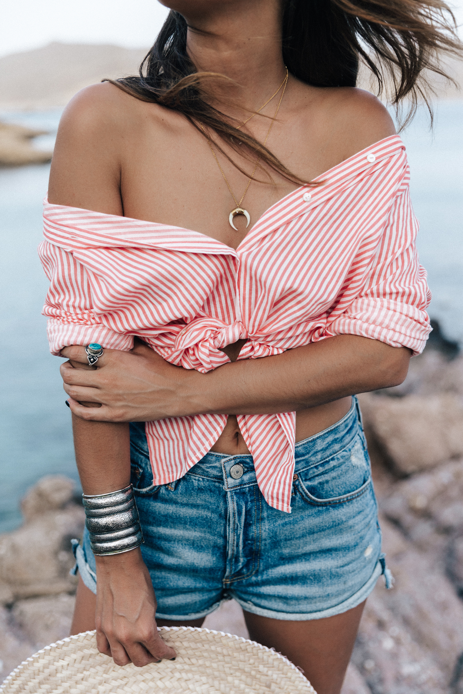 Mykonos-Collage_on_The_Road-Striped_Shirt-GRLFRND_Shorts-Straw_Hat-Denim-Espadrilles-Soludos_Escapes-Greece-Outfit-16