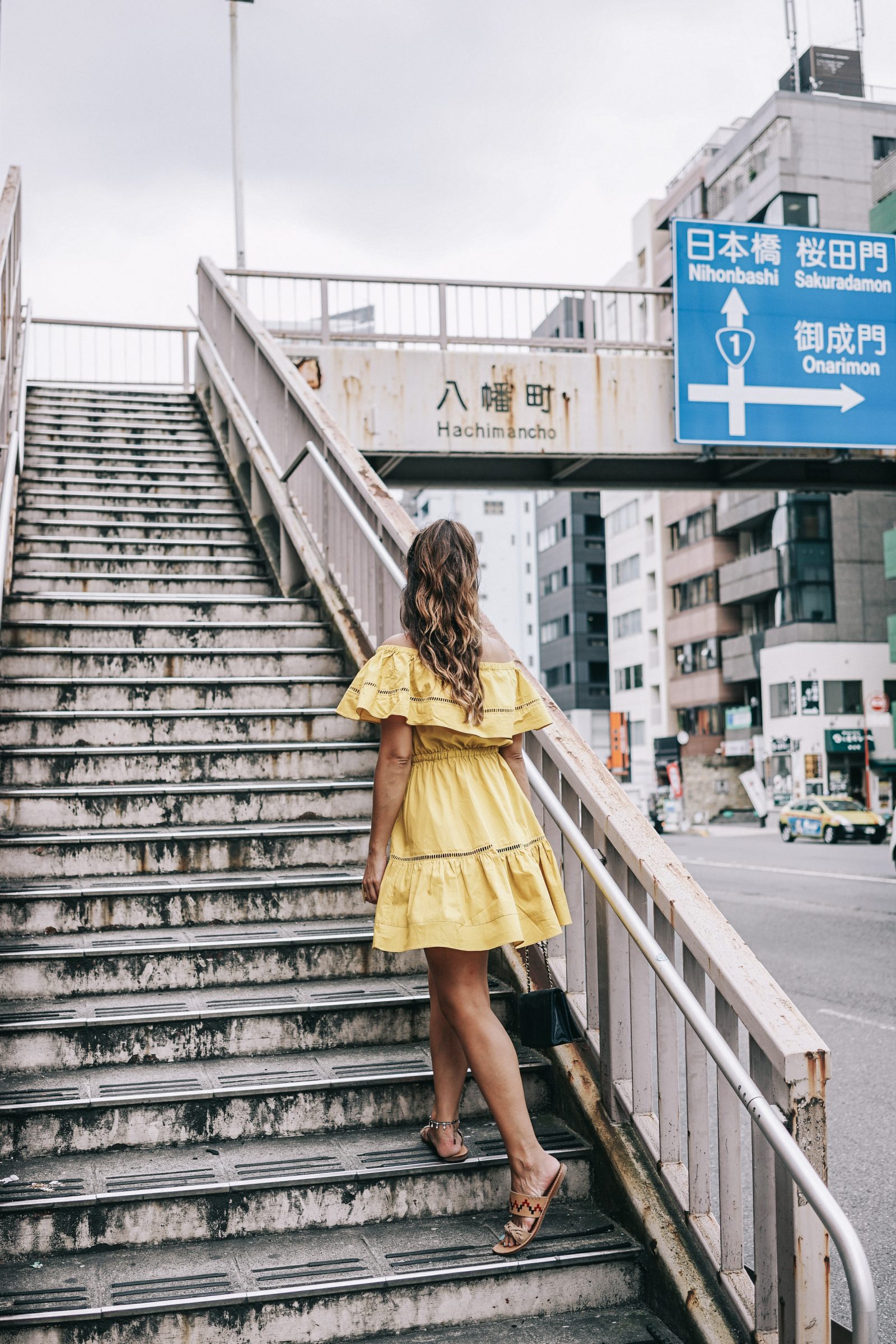 tokyo_travel_guide-outfit-collage_vintage-street_style-off_the_shoulders_dress-mustard_dress-soludos_sandals-chanel_vintage-bag-vintage_stores-30